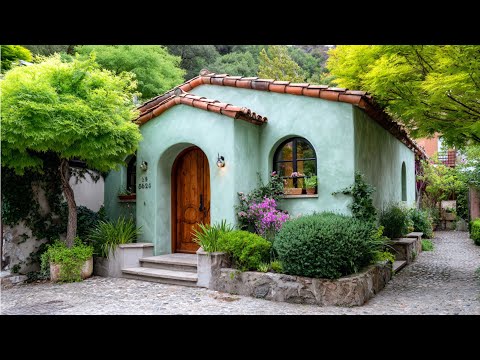 Видео: Маленький деревенский зелёный домик в саду | Тихий уголок простоты и тепла