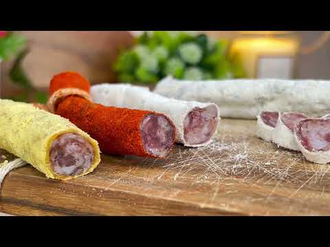 Видео: Мини-домашняя колбаса: быстрый рецепт / 2 ингредиента / идея закуски