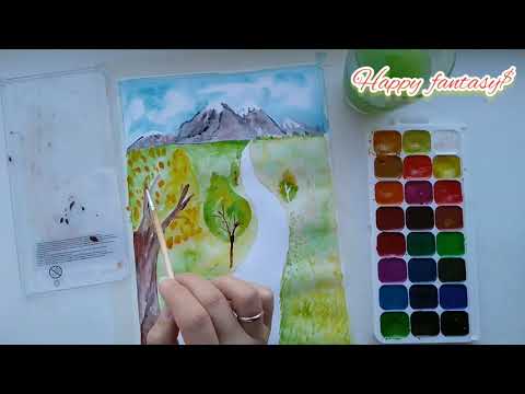 Видео: Осенний пейзаж!!! Перспектива для детей!!