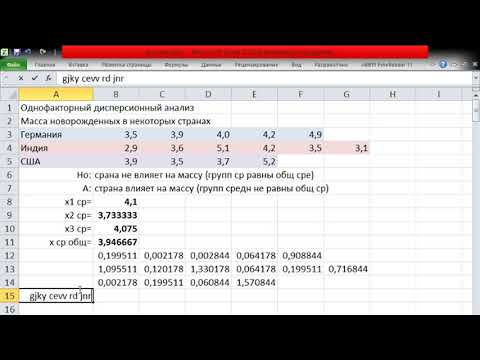 Видео: Однофакторный дисперсионный анализ пример двумя способами