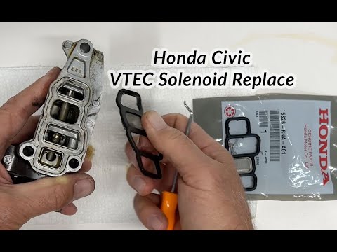 Видео: Утечка масла в Civic 8-го поколения, соленоид VTEC, замена соленоида VTEC, замена золотникового к...