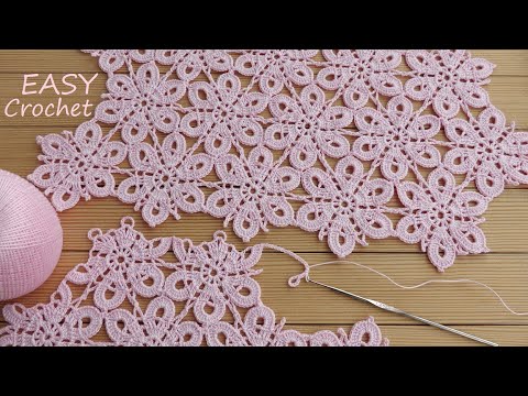 Видео: ЦВЕТОЧНЫЙ УЗОР без отрыва нити!!! Очень просто! ВЯЗАНИЕ КРЮЧКОМ   SUPER EASY Pattern flowers Crochet