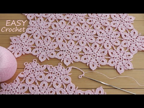 Видео: ЦВЕТОЧНЫЙ УЗОР без отрыва нити!!! Очень просто! ВЯЗАНИЕ КРЮЧКОМ   SUPER EASY Pattern flowers Crochet