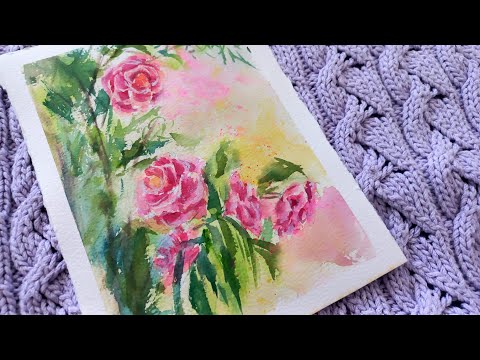 Видео: Рисуем камелию акварелью - уроки рисования для начинающих.