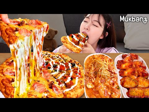 Видео: Bacon cheddar сыр пицца 🍕, тако пицца, розовая паста 🍝, специя курица🍗EATING SHOW REAL SOUND MUKBANG