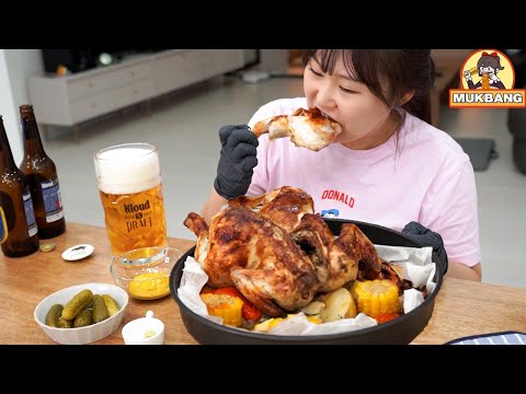 Видео: Mukbang | 🍗 Домашняя жареная курица в масле с пивом в пятницу вечером.