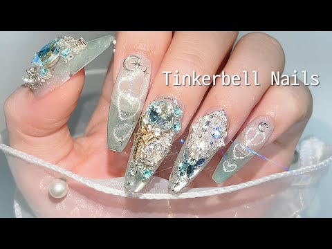 Видео: Урок по светящимся ногтям-тинкербелл🧚 Магнитный дизайн ногтей ASMR