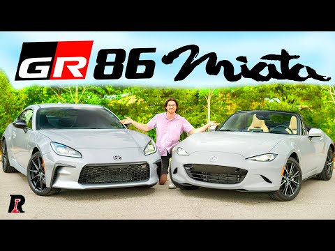 Видео: Сравнение Mazda MX-5 Miata 2024 и Toyota GR86 / Столкновение современных икон!