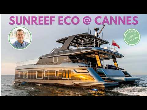 Видео: Гибридный электрический катамаран Sunreef Eco 60 Power: интервью с владельцем и тур по Каннам | Б...