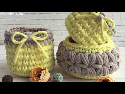 Видео: Узор "Цветочки" или "Звездочки" из трикотажной пряжи