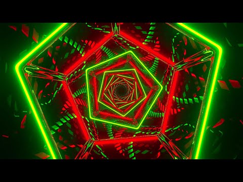 Видео: 🔷4K Заставка  Геометрический Неоновый Тоннель Красно-Зелёного Цвета Футуристичный VJ-Луп (Без Звука)