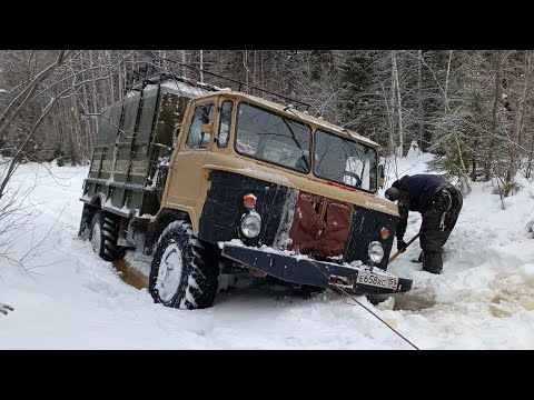 Видео: Зимние приключения на Газ 66.