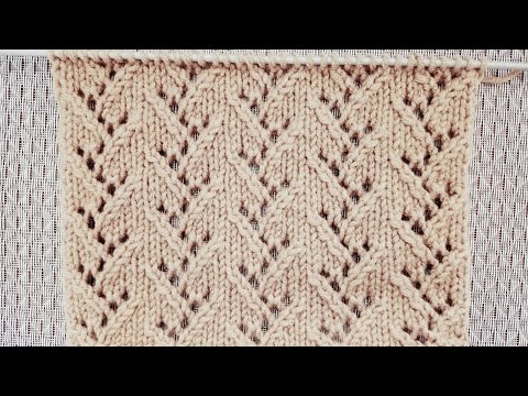Видео: Несложный ажурный узор спицами поворотными и круговыми рядами. Схема узора.