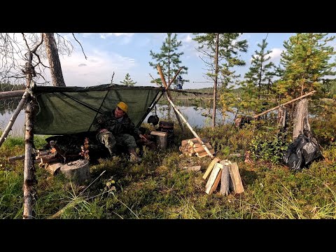 Видео: ПОСТРОИЛ ШАЛАШ НА ОСТРОВЕ НО ЕГО РАЗРУШИЛ УРАГАН. РЫБАЛКА А ЛЕСНОМ ОЗЕРЕ. ПОПАЛ В УРАГАН НА ОЗЕРЕ.