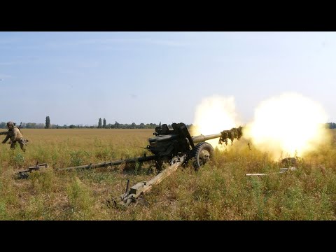 Видео: Артилерійські розрахунки, навчальні стрільби з Д 44.