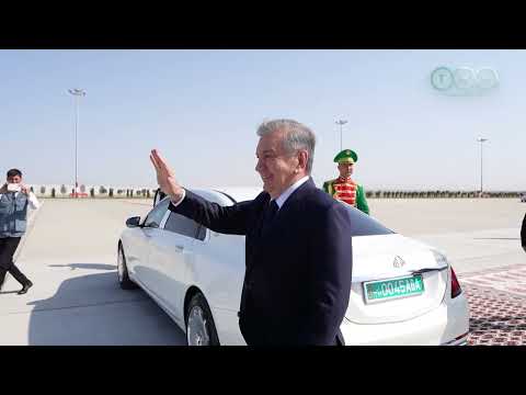 Видео: Прибытие Президента Узбекистана Шавката Мирзиёева в Туркменистан с рабочим визитом
