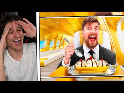 Видео: Мелшер смотрит - Билет на Самолет за $1 vs $500,000! | MrBeast Реакция