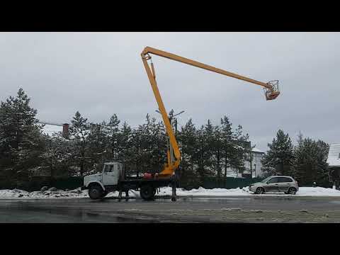 Видео: Автовышка ВС-22.01 подъем на полный вылет.