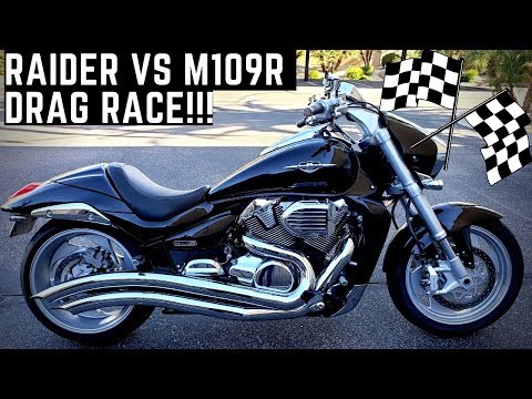 Видео: Yamaha Raider против Suzuki M109R Boulevard 1900 против 1800 V-Twin — мускул-байки MONSTER! Гонка!