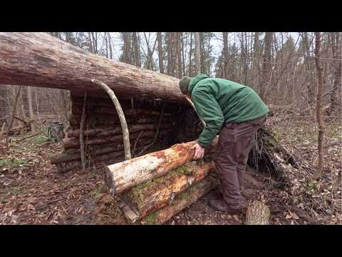 Видео: Мужчина Строит Срубы Под Деревьями Для Зимы | От Начала До Конца @BudaBushcraft