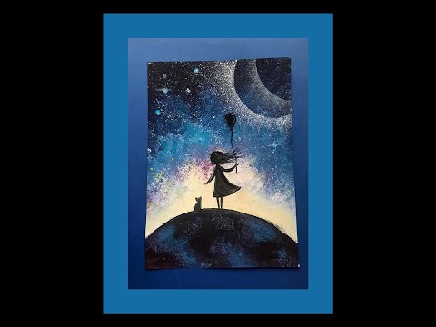 Видео: видеоурок по Изо для начинающих художников. . пейзаж гуашью" Мой космос"