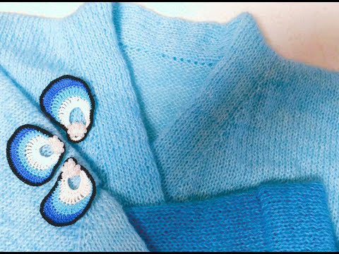 Видео: Кардиган – жакет спицами из пряжи Alize Angora Gold Ombre Batik  Часть 4