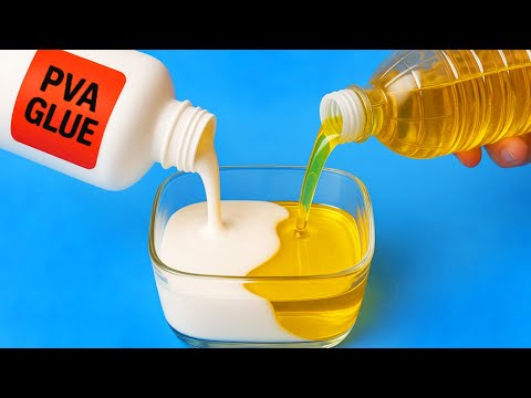 Видео: Смешайте БЕЛЫЙ КЛЕЙ ПВА с КУЛИНАРНЫМ МАСЛОМ и посмотрите, что люди не могут себе представить.