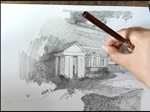 Видео: Рисование городского пейзажа простым карандашом/ drawing / how-to /Art time-lapse