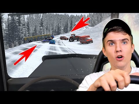 Видео: ФУРА БЕЗ ТОРМОЗОВ НА ЗИМНЕМ СПУСКЕ - BEAMNG DRIVE