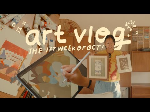 Видео: Уютный октябрьский арт-блог ✨ Peachtober, Gouache vs Procreate, работайте со мной!