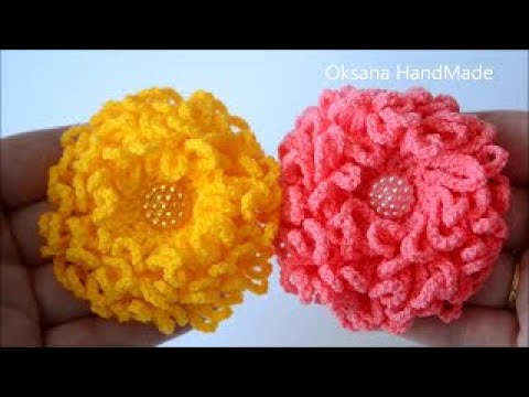 Видео: Цветок крючком. Хризантема. Flower crochet. Chrysanthemum DIY