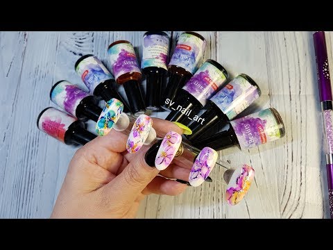 Видео: Цветы акварельными каплями.Быстрые, легкие и эффектные дизайны!