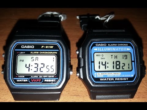 Видео: Сравнение  Casio F-91W и F-105W