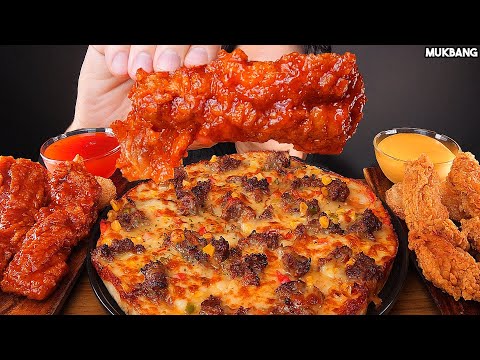 Видео: жареная курица и пицца KFC Fried Chicken 🍗 PIZZA EATING ASMR MUKBANG