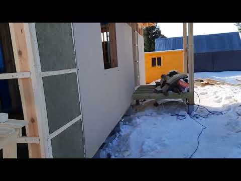 Видео: Утепление и монтаж фасадного гипсокартона Gyproc GTS 9 на каркасном доме.