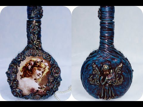Видео: Декупаж бутылки. Diy.