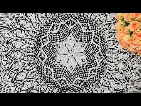 Видео: Скатерть крючком, Флора,  часть 5 из 5 (54 ряд и до конца)