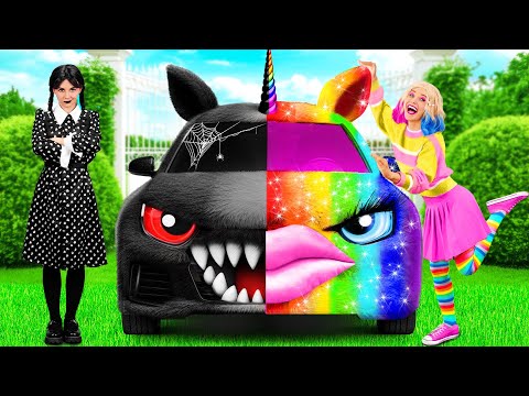 Видео: Радужная машина vs Черная машина Челлендж | Смешные Cитуации от TeenChallenge