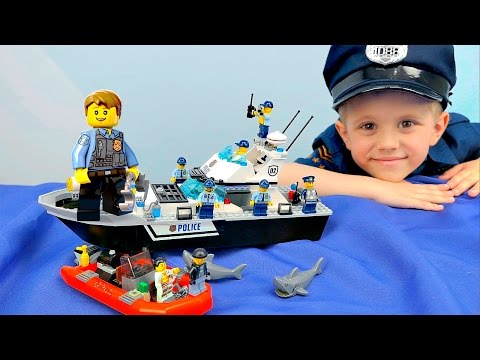 Видео: Лего Сити 60129 Полицейский Патрульный КАТЕР Чейз МакКейн и арест злого профессора. Lego City Patrol