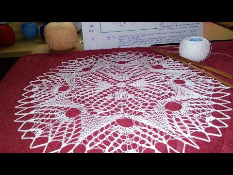 Видео: Ажурные салфетки спицами. Салфетка 4  (часть 1).