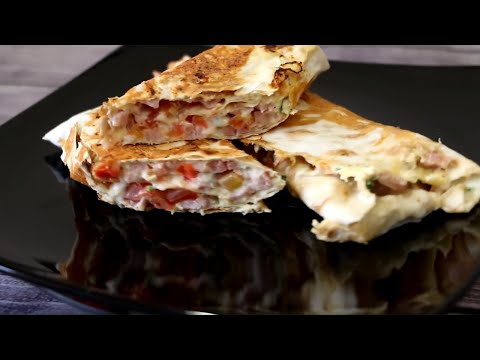 Видео: Завтрак. Рулеты из лаваша с вкусной начинкой.