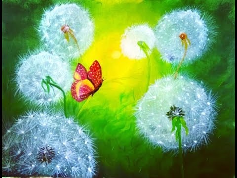 Видео: Идеи рисования одуванчика для начинающих EASY Учебник по акриловой живописи - DANDELION