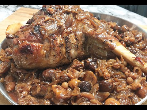 Видео: Баранья лопатка с каштанами в красном вине.