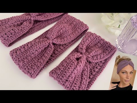 Видео: Как связать повязку крючком / DIY аксессуары / Урок по вязанию повязки крючком