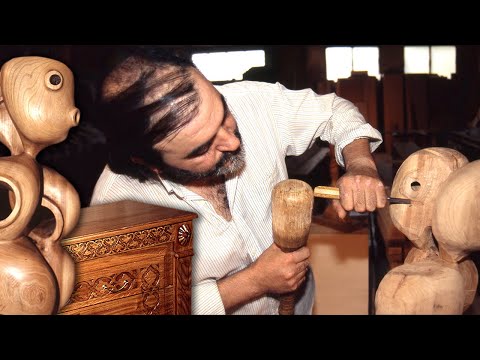 Видео: Резчик по дереву с долотом. Мебель ручной работы и креативная скульптура