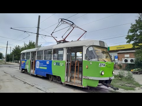 Видео: Летний Волгоград. Трамвайный маршрут 1. "Ул. Мончегорская" - "Ул. Радомская" - "Ул. Мончегорская".