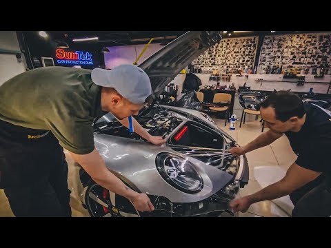 Видео: Плёнка на Porsche 911 / ASMR CAR / SunTek / тишина ...
