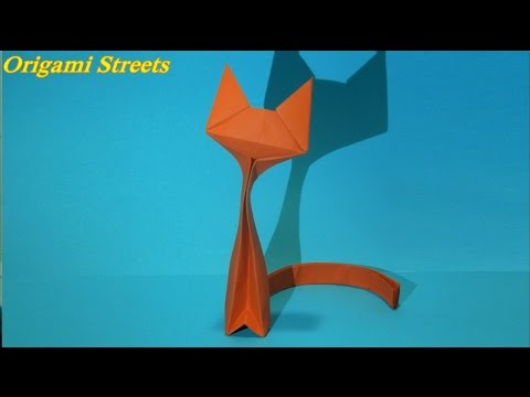 Видео: Как сделать кошку из бумаги. Оригами кошка.