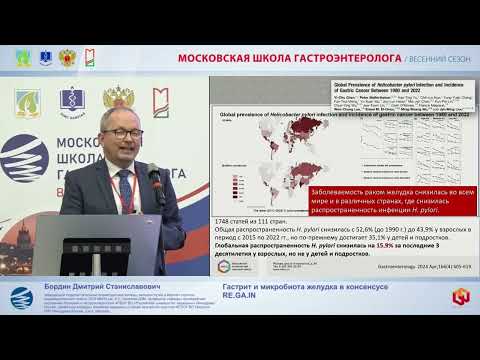 Видео: Бордин Дмитрий Станиславович Гастрит и микробиота желудка в консенсусе RE GA IN