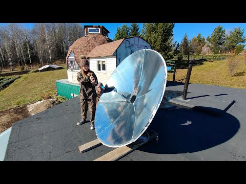 Видео: Физические эксперименты с Солнечным Концентратором в Сибири на Октябрьском Солнце